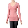 thumbnail image 5 of H2H Womens Basic Slim Fit Soft Long Sleeve V Neck Cotton T-Shirt BABYPINK US XL/Asia XL (CWTTL0172), 5 of 6