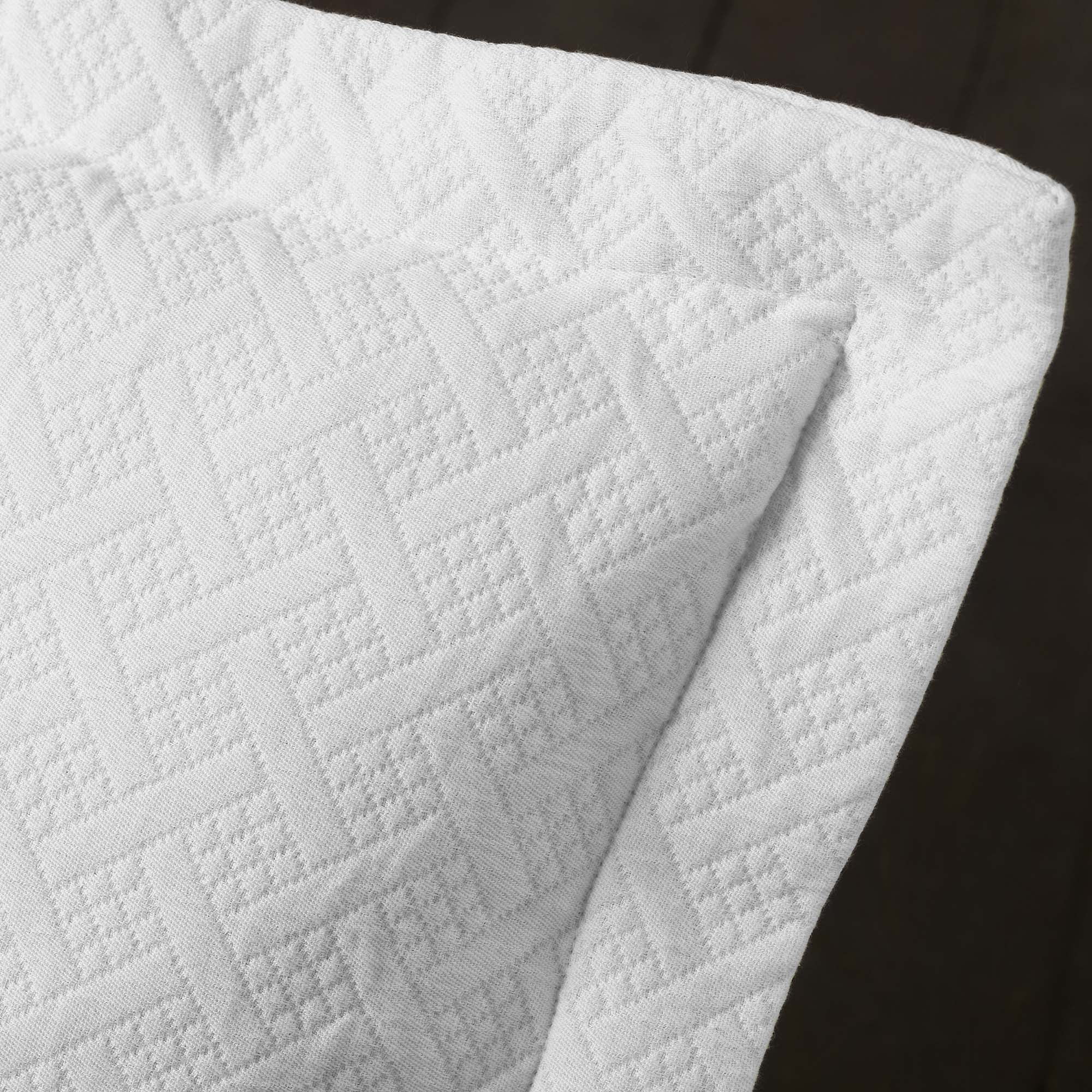 Superior Basket Weave 2 Piece Decorative Cotton Bedspread, Lightweight Bedding Set, Twin Size, White