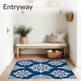 thumbnail image 3 of ODIKA 6'x9' Machine Washable Non-Slip Area Rug, Winter Wonderland Snowflake Medallion Decorative Floor Covering High Traffic Rug, Blue, 610323, 3 of 7