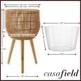thumbnail image 4 of Casafield Floor Planter with Wood Legs in Natural, Planter Basket with Stand, Large Plant Pot Cover with Liner, 4 of 7