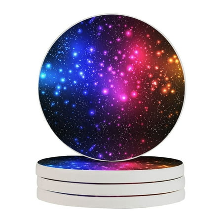 

Circular Drink Coasters Set Bright Starry Sky Background Beautiful Home Decor Diatomite Heat-Resistant Diatomite Protect Table Countertop