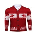 thumbnail image 3 of Cardigan de Noël pour Hommes Manches Longues Col Châle Imprimé Renne Flocon de Neige Tricot, 3 of 5