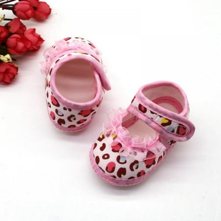 

Baby Girl Breathable Leopard Print Lace Bow Anti-Slip Shoes Casual Walking Shoe Toddler Soft Soled First Walkers 0-18 Months