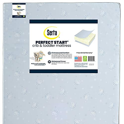 Serta Perfect Start Fiber Core Standard Crib and Toddler Mattress | Waterproof | Lightweight | GREENGUARD Gold Certified (Natural/Non-Toxic)