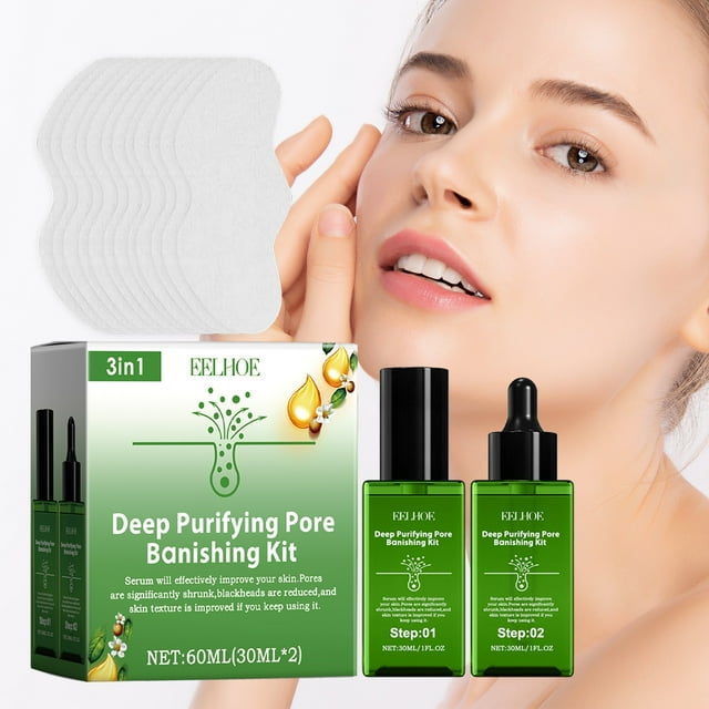 Fiudx Ofertas Flash Del Día Kit Purificador Para Eliminar Los Poros, Limpia Los Poros, Reduce Las Imperfecciones Y tonifica Suavemente, 2X30Ml