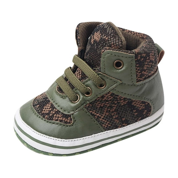 Gubotare Toddler Walking Shoes Baby Girls Boys Canvas Sneakers Soft Sole High-Top Ankle First Walkers Shoes,Green 6-12 Months
