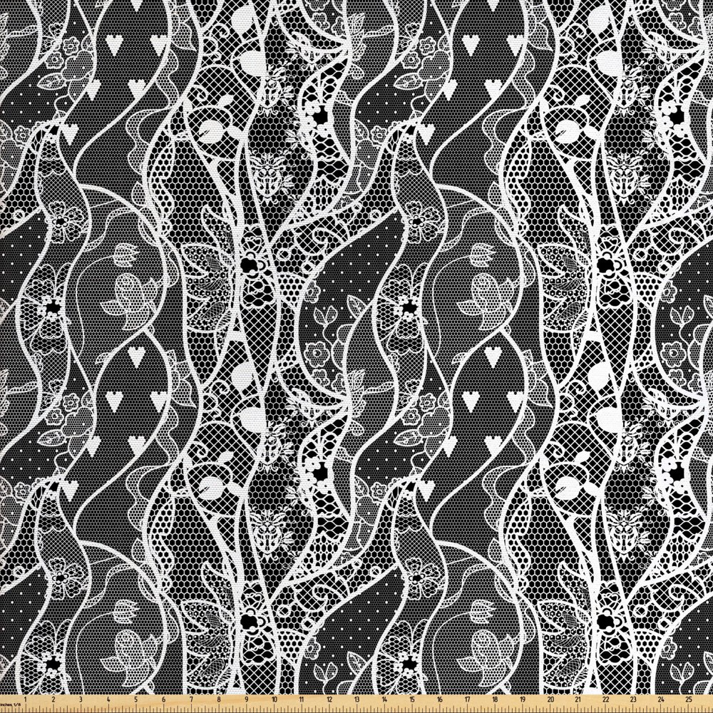 Gothic Fabric by The Yard, Vintage Royal Composition with Rose Flowers