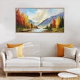 thumbnail image 4 of Forest Wall Art Mountain and River Wall Decor Framed Abstract Nature Landscape Wall Painting Spring Scenery Canvas Wall Prints for Living Room Bedroom Office 20X40 In, 4 of 9