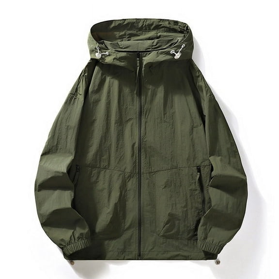 Xzbqbs Mens Fishing Jackets Casual UV protection Lightweight Full-Zip Coats Summer Workout Running Athletic Active Jacket for Men