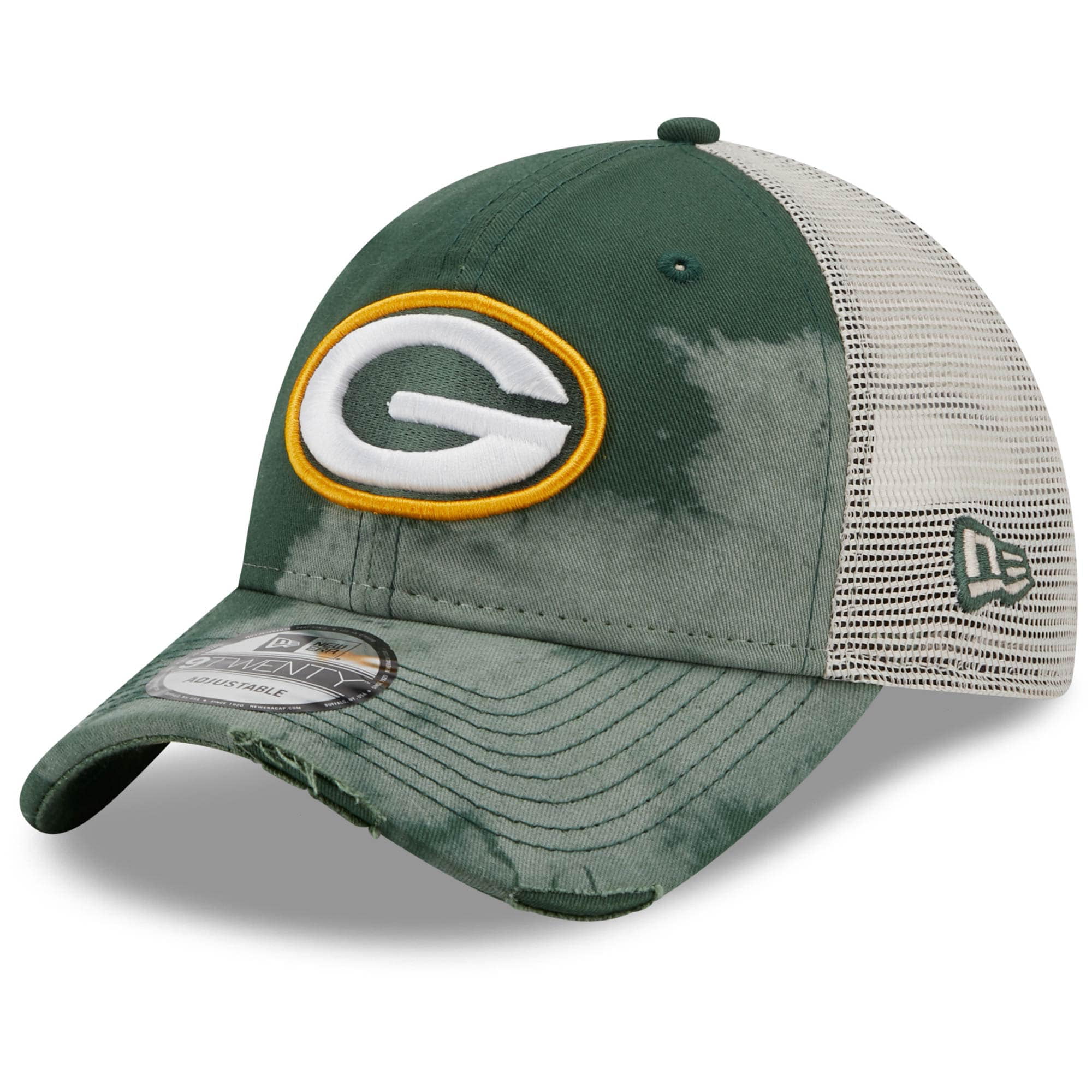 New Era Green Bay Packers Snapback Mesh Trucker Cap Hat One Size 