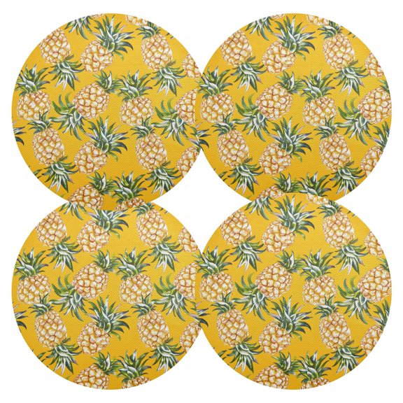 Ryvnso Fruit Pineapple Round Plate Mats Dining Table Placemat Set of 4 for Holiday Decoration