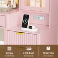 thumbnail image 6 of PUFFCAFE Makeup Vanity Desk with Mirror and Lights,45" Pink Fluted Glass Top Makeup Table with Power Outlet& RGB Storage Cabinet,Large Dressing Table, 6 of 8