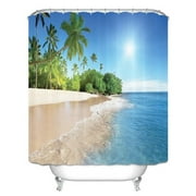 MOUIND HD Seascape Printed Polyester Shower Curtains with 12 C-Shape Hanging Hooks,Waterproof Digital Printing Bathroom Decor,70 x 70Inch