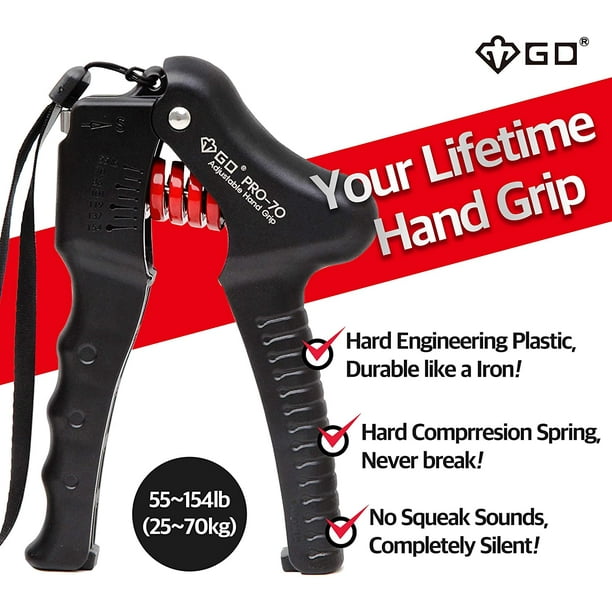 GD GRIP PRO-70 Adjustable hand grip, Adjustable 55~154 lb, Hand gripper,  Grip strengthener, Wrist exerciser