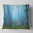 thumbnail image 2 of Designart Dark Foggy Forest Trees - Landscape Photography Throw Pillow - 18x18, 2 of 5