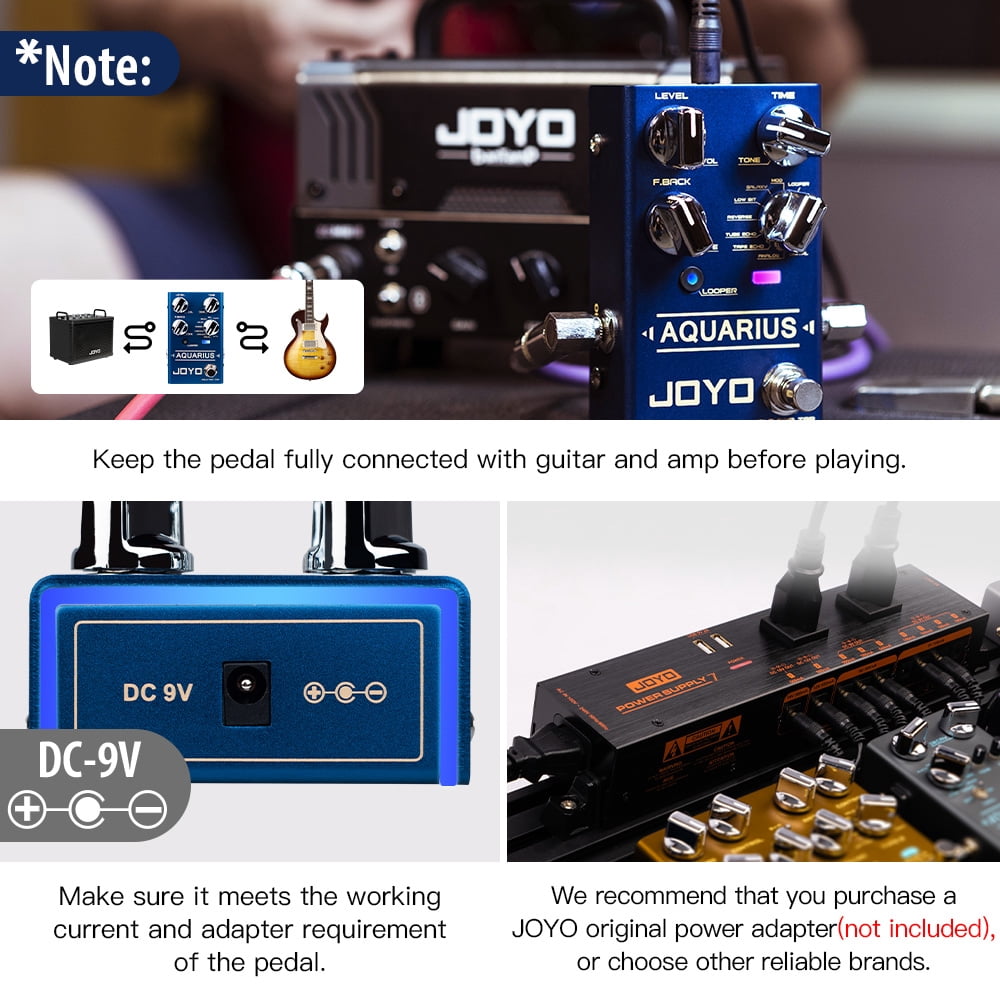 JOYO R-07 Digital Delay & Looper Guitar Pedal 8 Delay Effects Multi Mode Tap Tempo