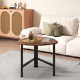 thumbnail image 2 of Gymax 2PCS Triangle Coffee Table w/Metal Legs Industrial Center Table for Living Room Rustic Brown, 2 of 10