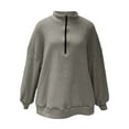 thumbnail image 4 of Women's Quarter Zip Plush Fleece Sweatshirt, Plus Size Oversized Long Sleeve Pullover Top with Soft Solid Color Design for Winter Warmth, Casual Comfort Wear and Street Fashion Grey XXL, 4 of 5