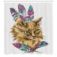 thumbnail image 3 of Ambesonne Cat Shower Curtain, Cat with Colorful Feathers, 69"Wx84"L, Multicolor, 3 of 3