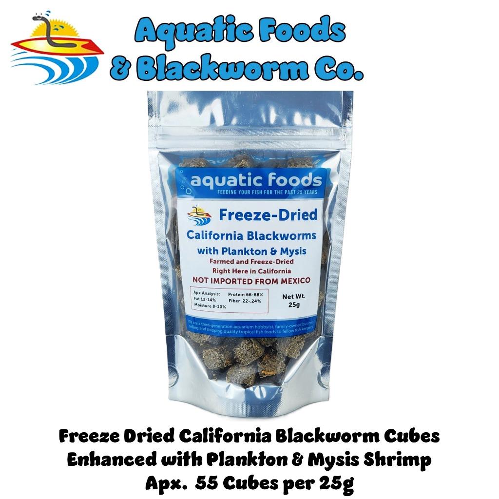 California Blackworms as Freeze Dried with Plankton & Mysis Shrimp for Discus, Cichlids, All Tropical Fish. Made in California USA! - 25 Grams