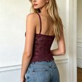 thumbnail image 6 of DHFJKG Lace Sheer Camisole Tops For Women Slim Fit Low Cut V Neck Stretchy Soft Tank Top Night Out Party Wear, 6 of 7