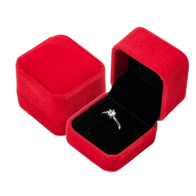 Caja Cuadrada De Terciopelo Para Boda, Caja Para Anillos, Estuche Expositor De Joyas, Soporte Para Bodas, Fiesta, Joyería, Caja De Regalo Eigraketly AP006203-01
