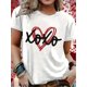 thumbnail image 1 of Camiseta de mujer con estampado de corazón de San Valentín: manga corta, cuello redondo, lavable a máquina, ideal para practicar deporte., 1 of 5