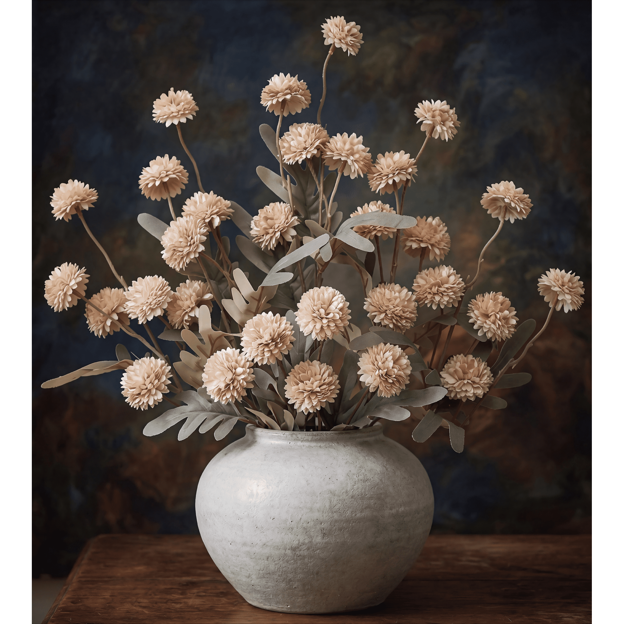 Yastouay 6 Pcs Artificial Fall Flowers 21" Beige Fake Mums Fall Decorations for Home