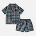thumbnail image 2 of Hfolob Summer Pajamas For Girls Kids Toddler Baby Girl Spring Summer Plaid Cotton Short Sleeve Sleepwear Pajamas Clothes Classic Sleepwear, 2 of 3