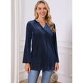 thumbnail image 4 of DARING DIVA Women's Velvet V Neck Long Sleeve Metallic Blouse M Dark Blue, 4 of 8