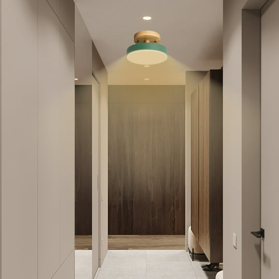 Dimmable LED Ceiling Light Fixture, Hallway Lights Personalized Entrance Hall Lights, 8 Inch Modern Ceiling Lights Flush Mount Wooden Chandelier for Living Room Bedroom Kitchen(Warm light)