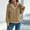 Khaki, variant on Uaswgudfs Women's Autumn/Winter V-Neck Sweater: Cable Knit & Striped Trim, Thick Relaxed Fit