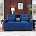 thumbnail image 5 of Pemberly Row Modern Velvet Sleeper Sofa with Cup Holder in Blue, 5 of 20