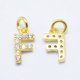thumbnail image 1 of Brass Micro Pave Grade AAA Cubic Zirconia Charms Letter F Cadmium Free & Nickel Free & Lead Free Real 18K Gold Plated 9x5x1.5mm Hole: 2mm, 1 of 1
