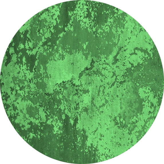 Ahgly Company Indoor Round Oriental Emerald Green Industrial Area Rugs, 6' Round