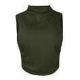 thumbnail image 2 of POTETI Women's TshirtsGreen Sleeveless Solid T-Shirt Blouse Vest Short Slim Tops, 2 of 4