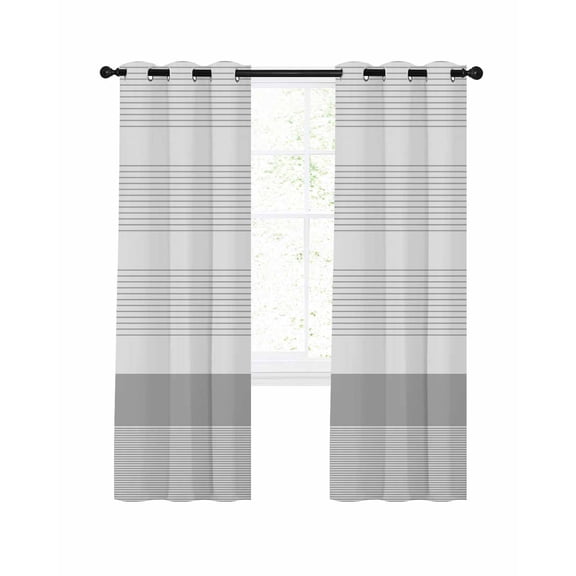 Grey Stripe Blackout Curtains 63 Inches Long for Bedroom, Modern Abstract Monochrome Geometric Thermal Insulated Room Darkening Black Out Window Curtain Panels Grommet Drapes for Living Room