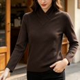 thumbnail image 6 of Vinsonshop Women's Thermal Underwear Tops Long Sleeve Overlap Mock Neck Fleece Lined Slim Fit Base Layer Winter Warm Casual Fall Clothes Coffee XXL, 6 of 9