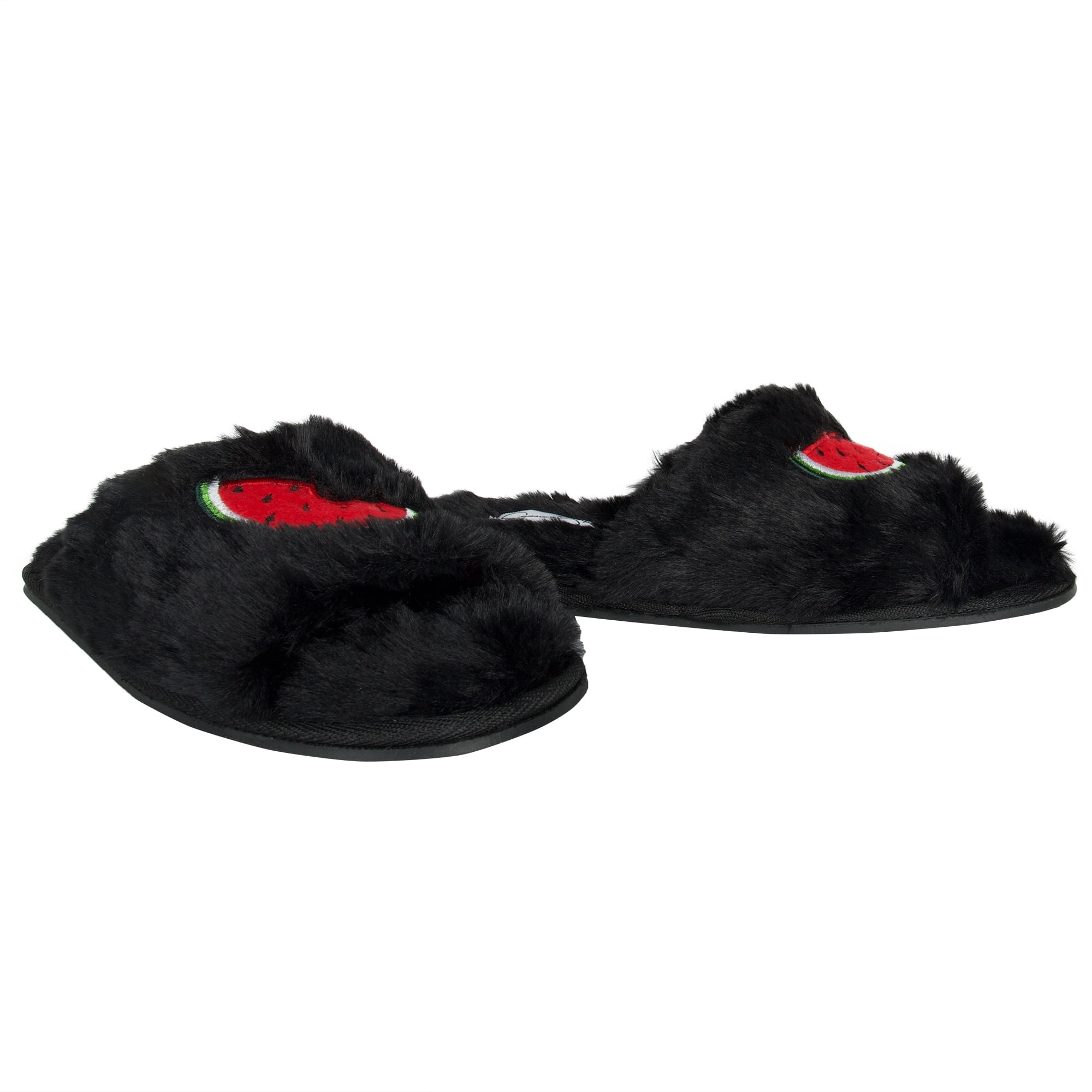 Jessica Simpson Womens Plush Fur Fuzzy Slide Open Toe Slipper with Memory Foam - Walmart.com