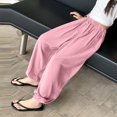 thumbnail image 4 of ZACPNCV Girls Wide Leg Pants Casual Flowy Elastic Waist Palazzo Harem Trousers with Pockets Pink 12-13 Years, 4 of 9