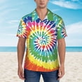 thumbnail image 3 of Tie Dye Mens Hawaiian Shirt Short Sleeve Casual Button Up Tropical Summer Beach Shirt, 3 of 9