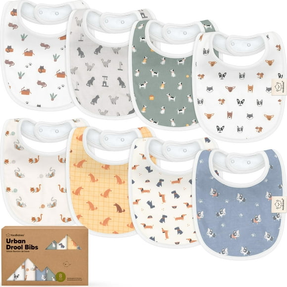 Baberos KeaBabies de algodón orgánico, paquete de 8 unidades, para niños y niñas de 0 a 24 m
