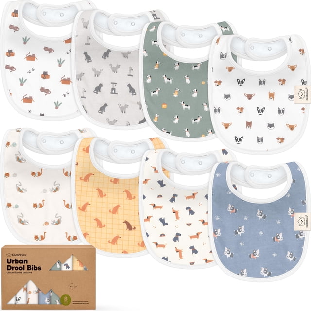 Baberos KeaBabies de algodón orgánico, paquete de 8 unidades, para niños y niñas de 0 a 24 m