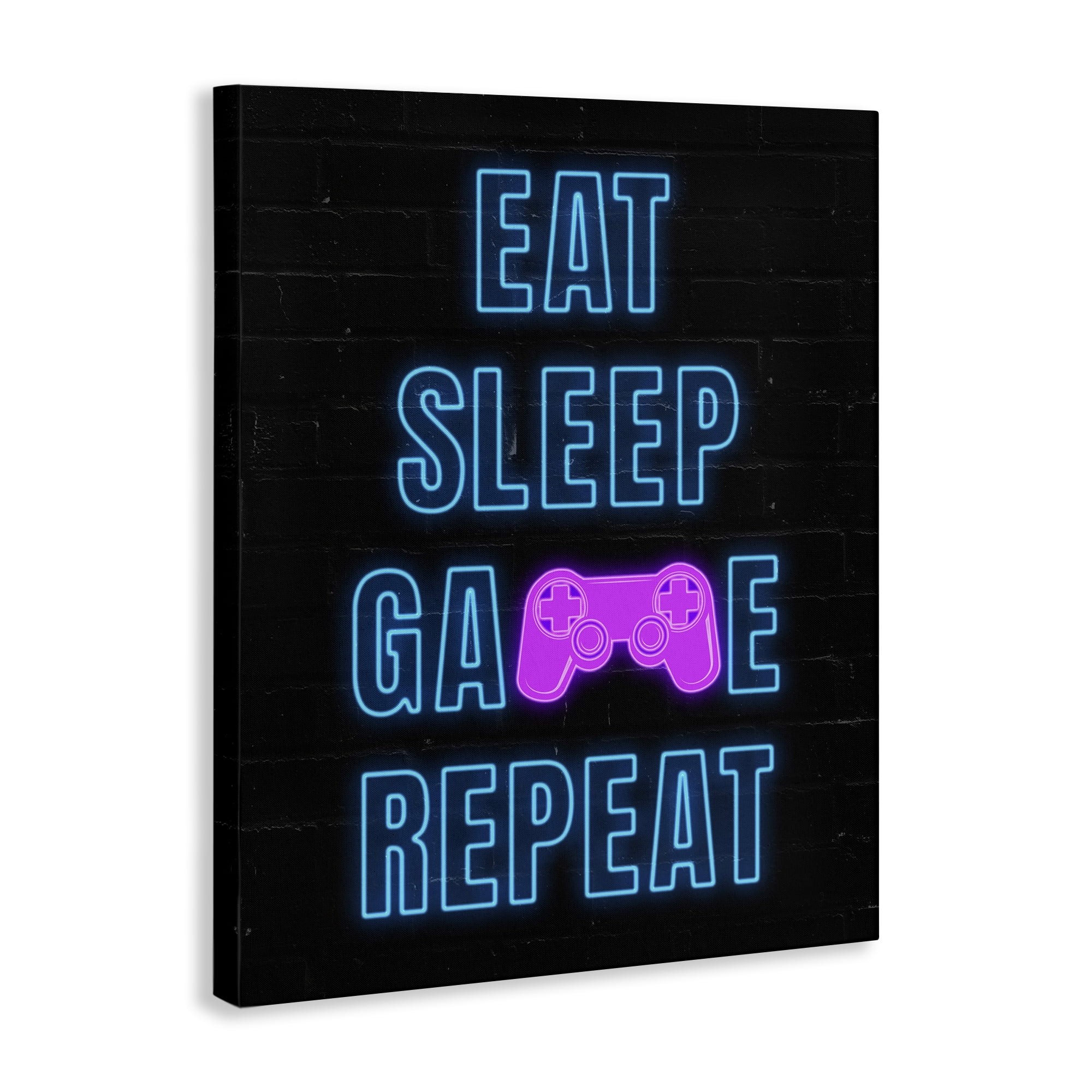 Stupell Industries Neon Gamer Lifestyle Typography Painting Gallery Wrapped Canvas Art Print Wall Art, 16 x 20