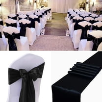 20PC Satin Chair Sashes Decorative Bows Satin Chair Sashes Ties Chair Ribbon Bows Chair Cover Band for Wedding Party Ceremony Reception Events Banquet Decoration Black