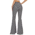 thumbnail image 2 of Zhangyan Bell Bottom Jeans for Women High Waisted Stretch Plaid Flare Jeans Slimming Denim Wide Leg Bootcut Pants(Black and White Checkered,16), 2 of 7