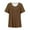 Brown, variant on GigrtiJin Women Plus Size Short Sleeves Tops V-Neck Solid Color Pullover Blouse Trendy Loose Going out Basic Shirts