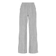 thumbnail image 6 of Horkkom Womens Linen Pants Elastic Waist Straight Leg Pants Summer Casual Vacation Beach Pants with Pockets M, 6 of 6