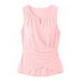 thumbnail image 4 of MORESEC Women Plus Size Sleeveless Wrap Tank Top Cotton Linen V Neck Casual Curved Hem Solid Basic Tops for Party Summer Fashion Clothes, Pink 2XL, 4 of 7