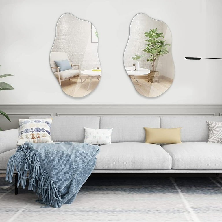 Muzilife Irregular Frameless Wall Mirror Asymmetrical Body Mirror 19.7 x  33.5 inch for Bedroom